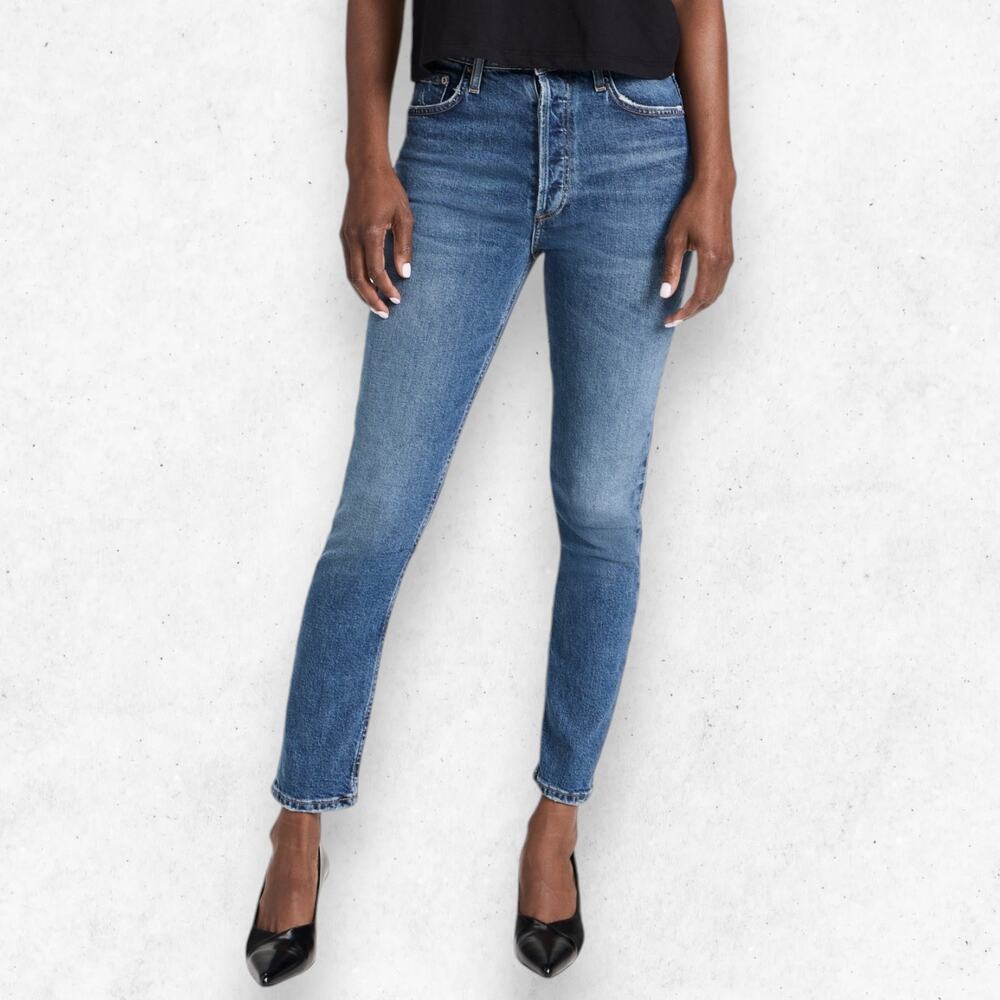 AGOLDE Nico High Rise Slim Fit Jeans Women's Size‎ 25 Button Fly Low Stretch